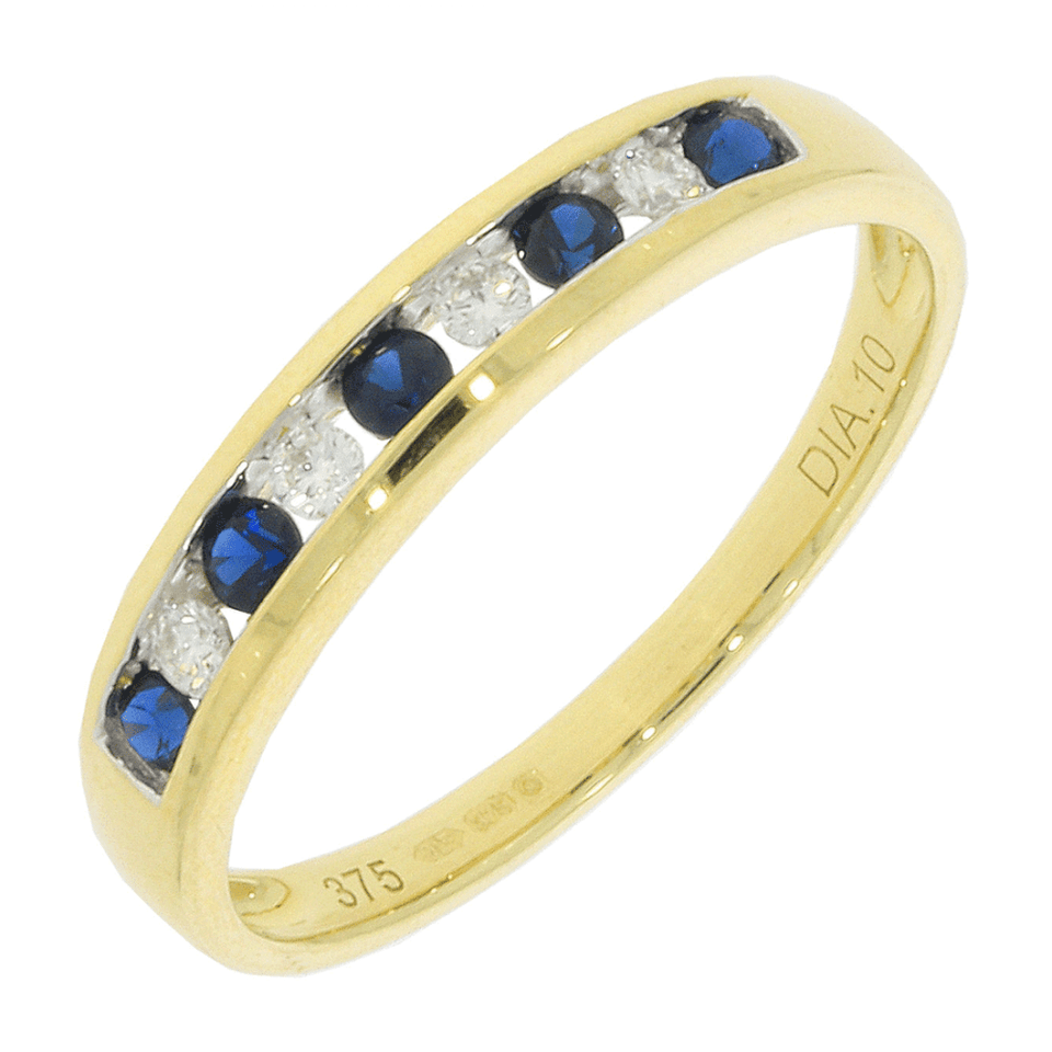 Francis & Gaye 9ct Yellow Gold Sapphire & Diamond Eternity Ring