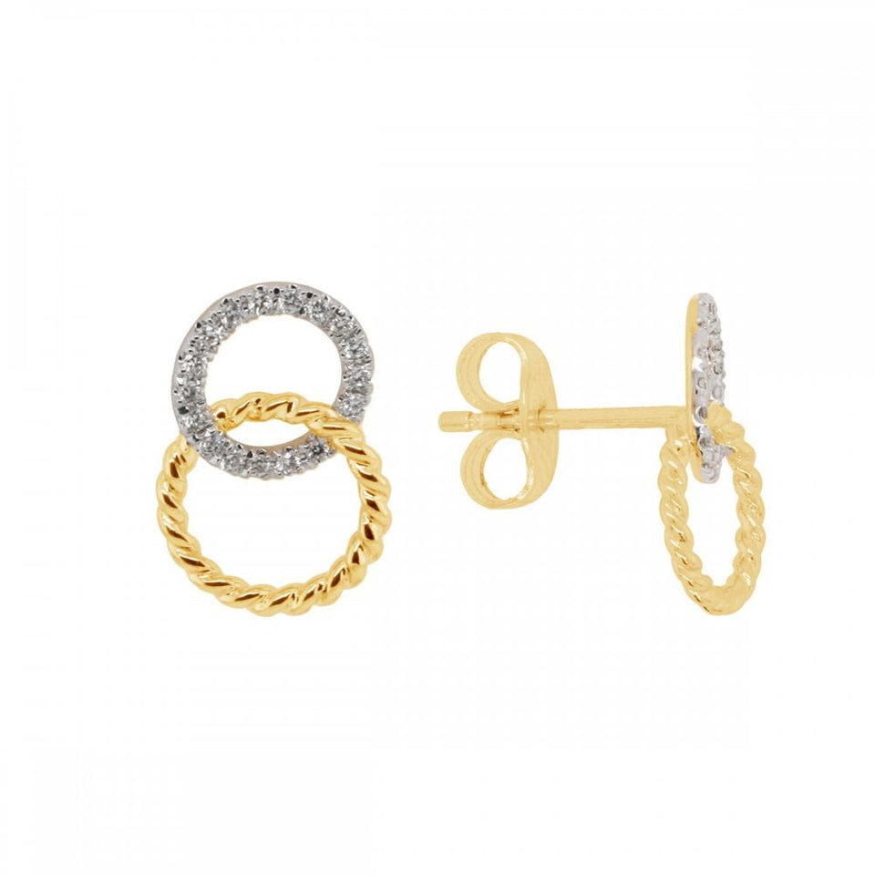 Francis & Gaye 9ct Yellow & White Gold Diamond Rope Earrings