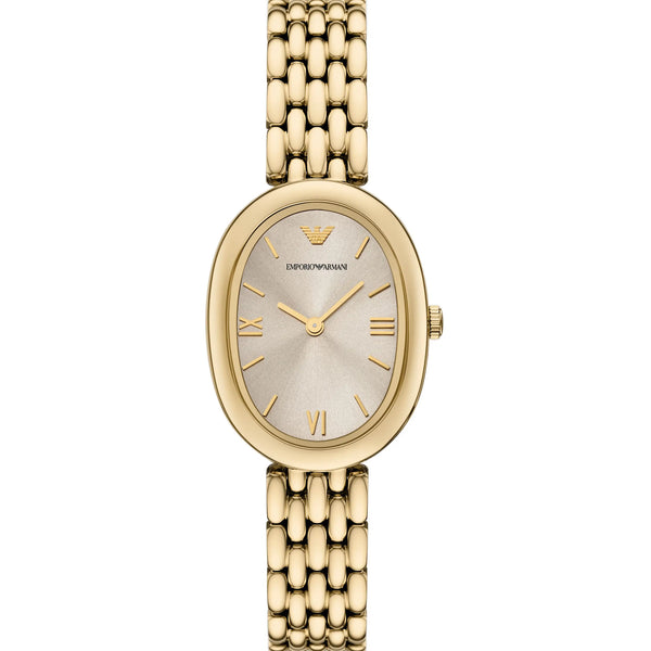 Emporio Armani Ladies Sinfonia Gold Toned Oval Dial Bracelet Watch