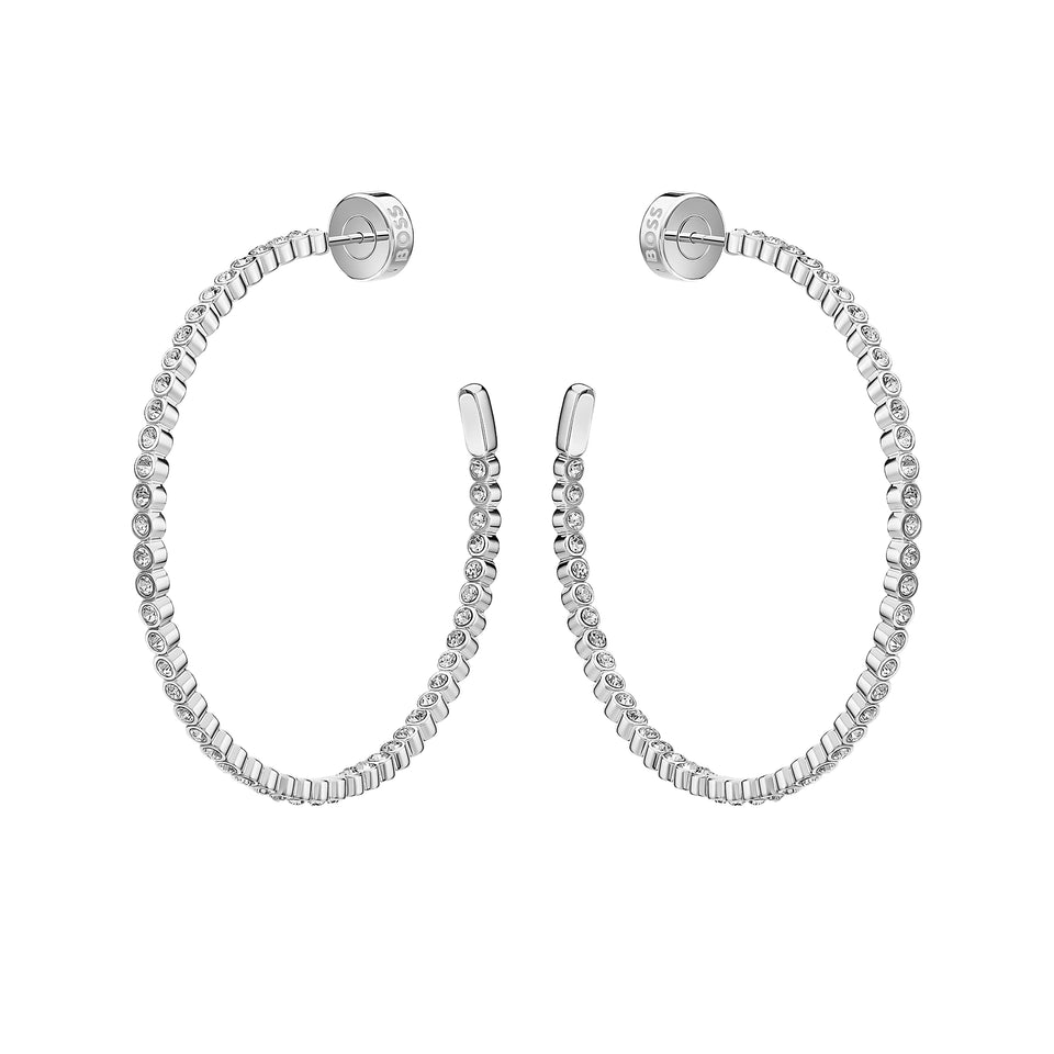 BOSS Ladies' Kassy Divine Stone Set Hoop Earrings