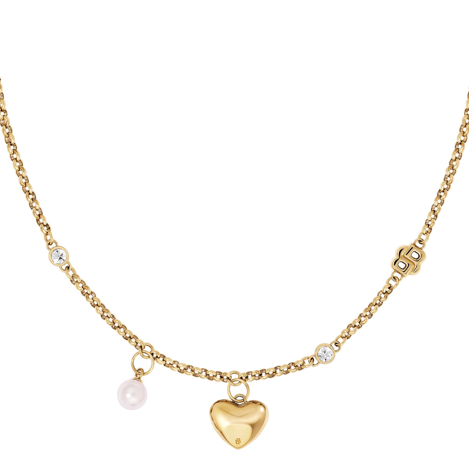 BOSS Ladies' Amara Gold Tone Heart & Pearl Necklace