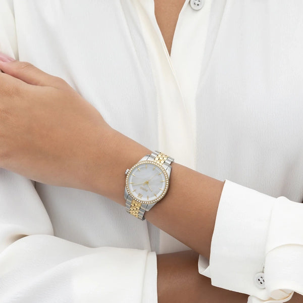 BOSS Ladies' Graceful Mother Of Pearl Two Tone Watch