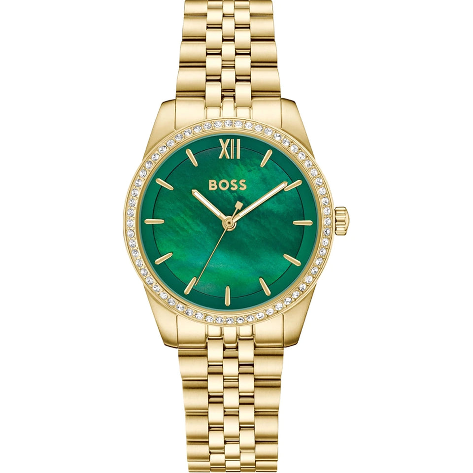 BOSS Ladies' Graceful Green Dial Gold Tone Watch