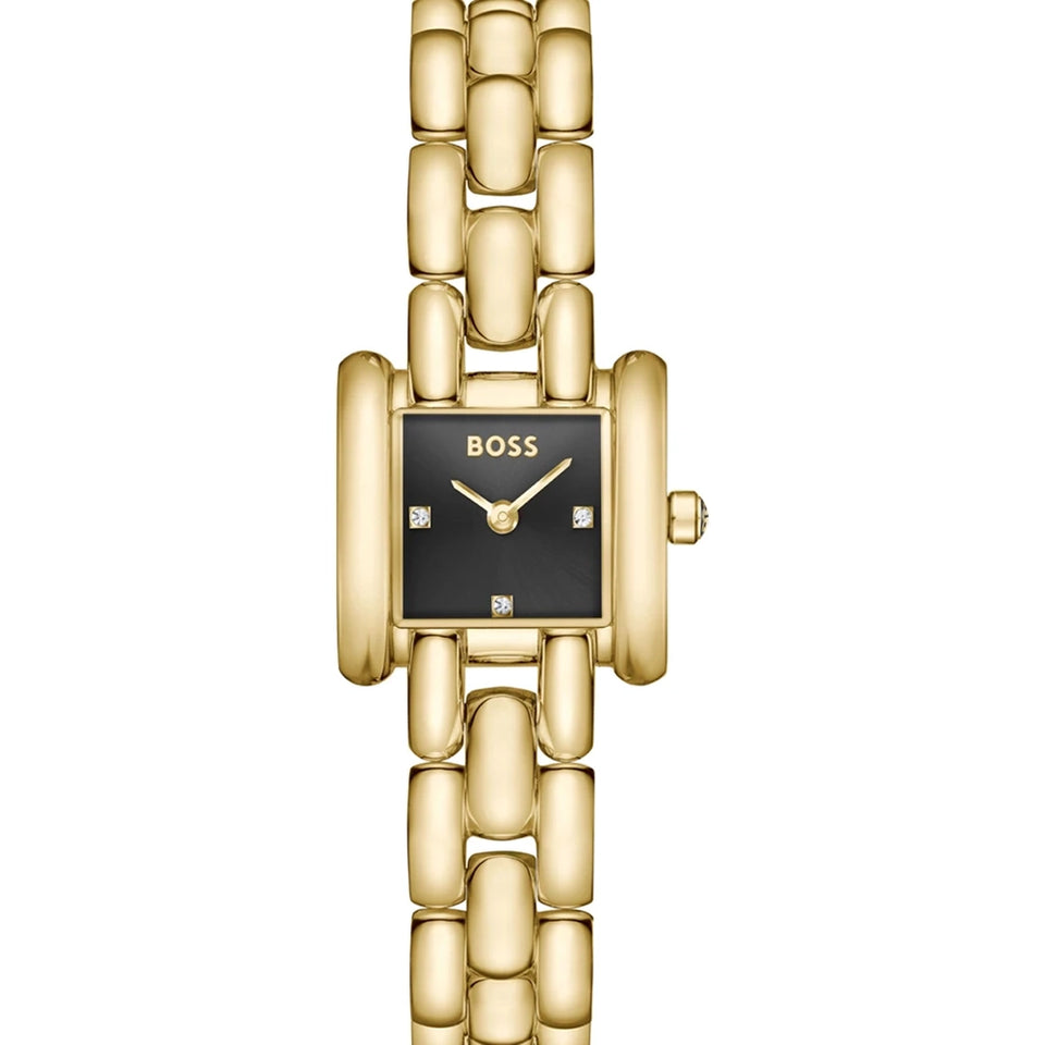 BOSS Ladies' Violet Black Dial Gold Tone Link Watch