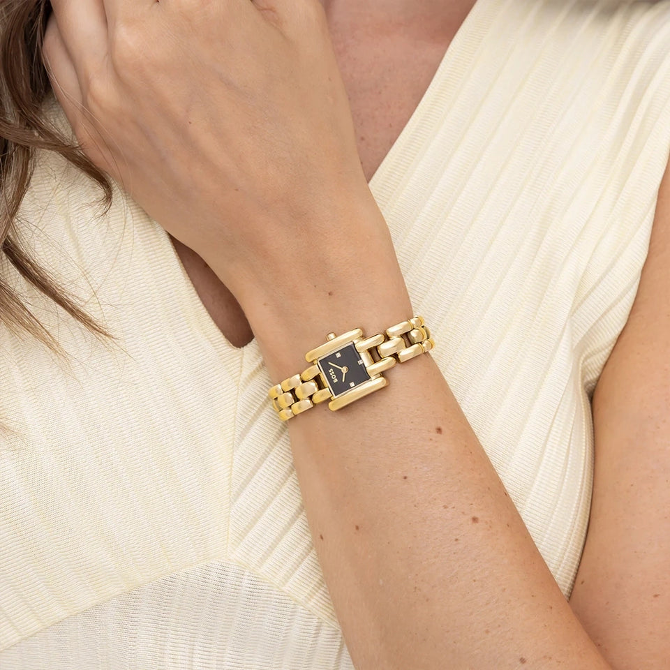 BOSS Ladies' Violet Black Dial Gold Tone Link Watch