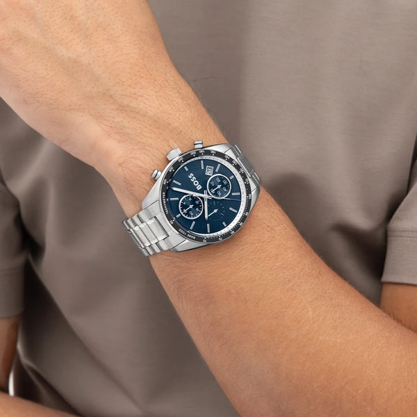 BOSS Men's Grand Prix Vitesse Blue Dial Bracelet Watch