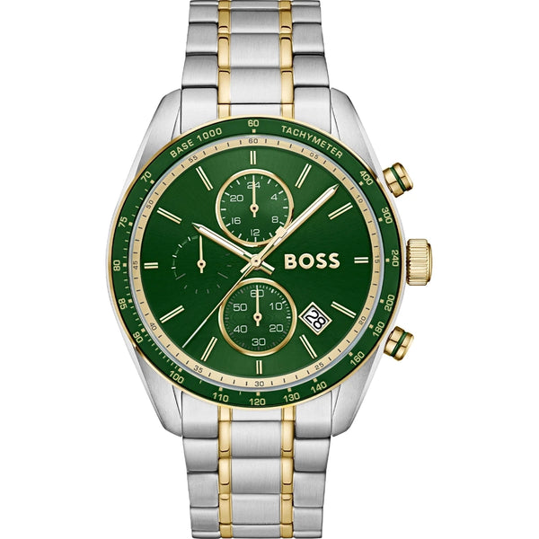 BOSS Men's Grand Prix Vitesse Green Dial Bracelet Watch