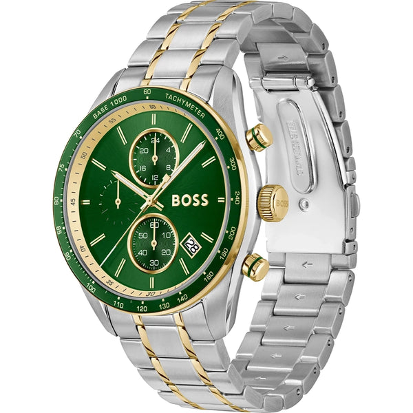 BOSS Men's Grand Prix Vitesse Green Dial Bracelet Watch