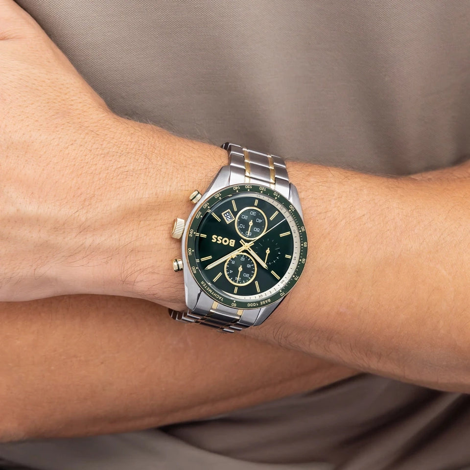 BOSS Men's Grand Prix Vitesse Green Dial Bracelet Watch