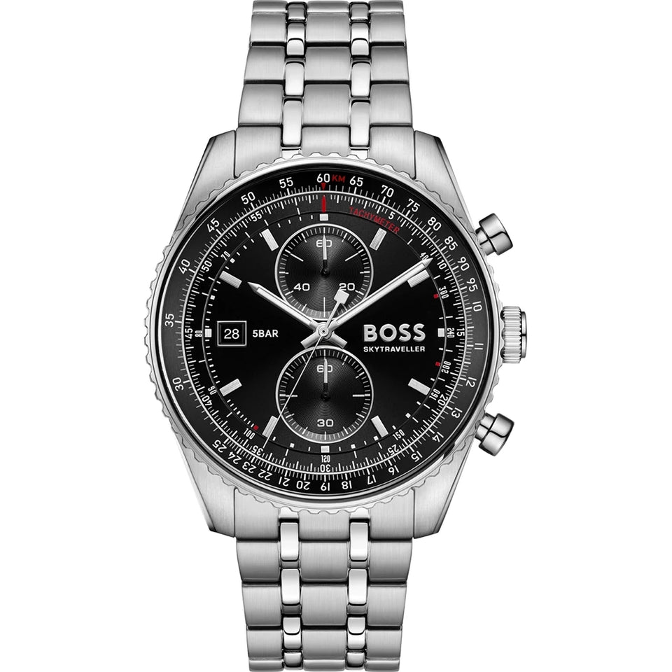 BOSS Men's Skytraveller Black Dial Bracelet Watch
