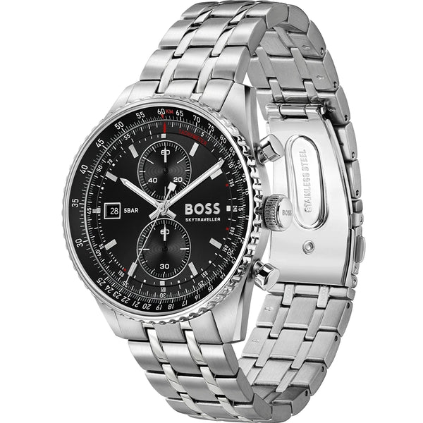 BOSS Men's Skytraveller Black Dial Bracelet Watch