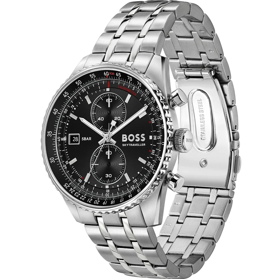 BOSS Men's Skytraveller Black Dial Bracelet Watch