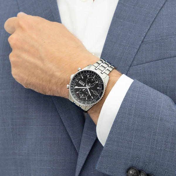 BOSS Men's Skytraveller Black Dial Bracelet Watch