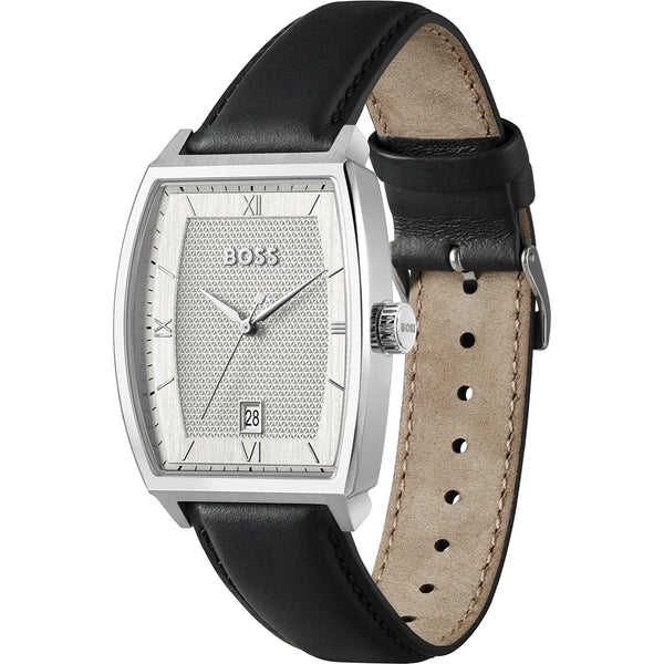 BOSS Men's Principle Ark Black Leather Strap Watch