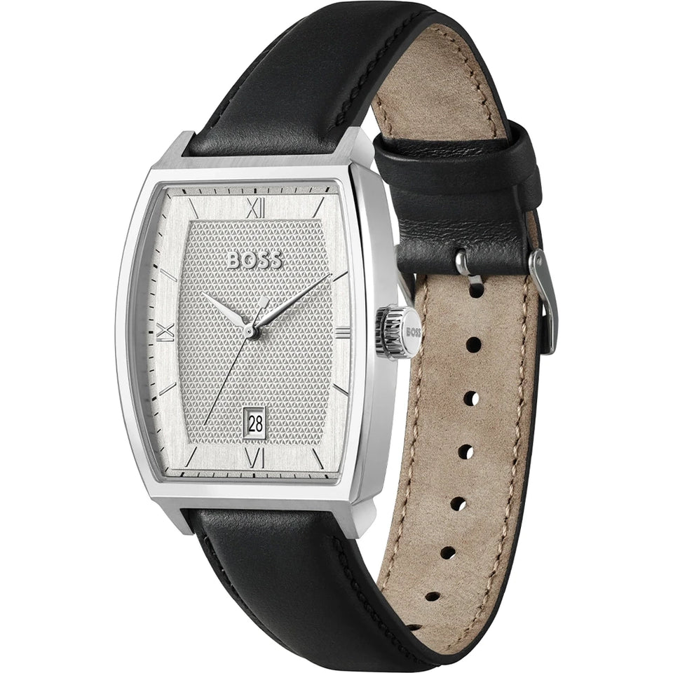 BOSS Men's Principle Ark Black Leather Strap Watch