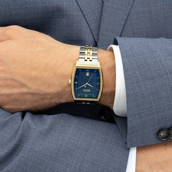 BOSS Men's Principle Ark Blue Dial Two Tone Watch