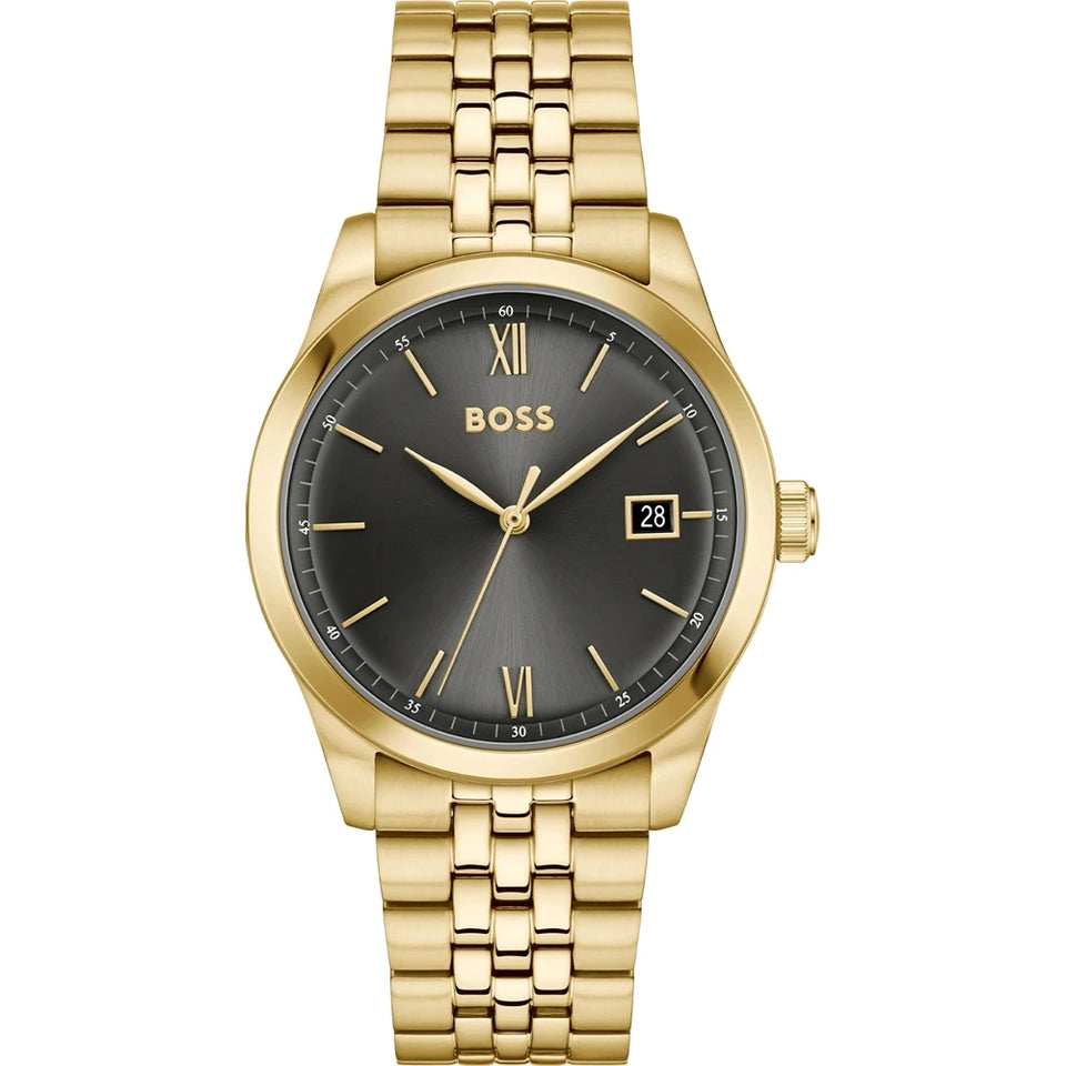 BOSS Men's Langfort Grey Dial Gold Toned Bracelet Watch