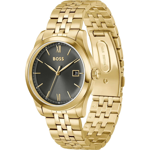 BOSS Men's Langfort Grey Dial Gold Toned Bracelet Watch