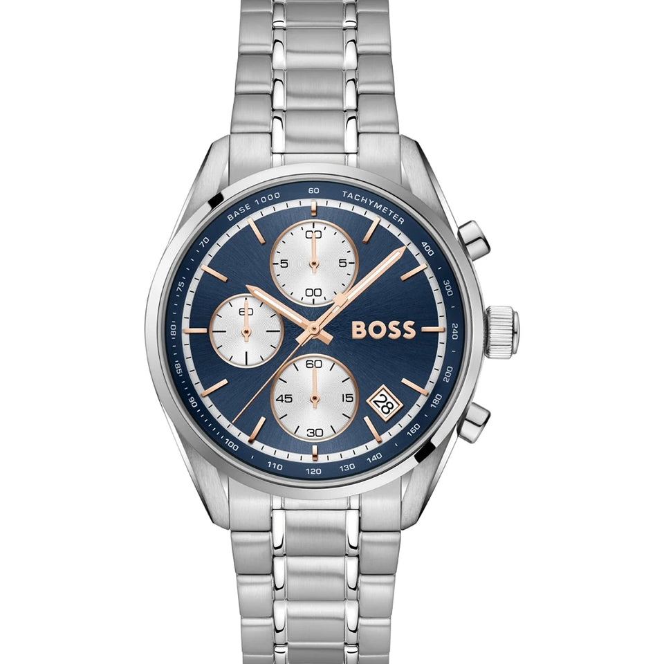 BOSS Men's Grand Prix Touring Blue Dial Bracelet Watch