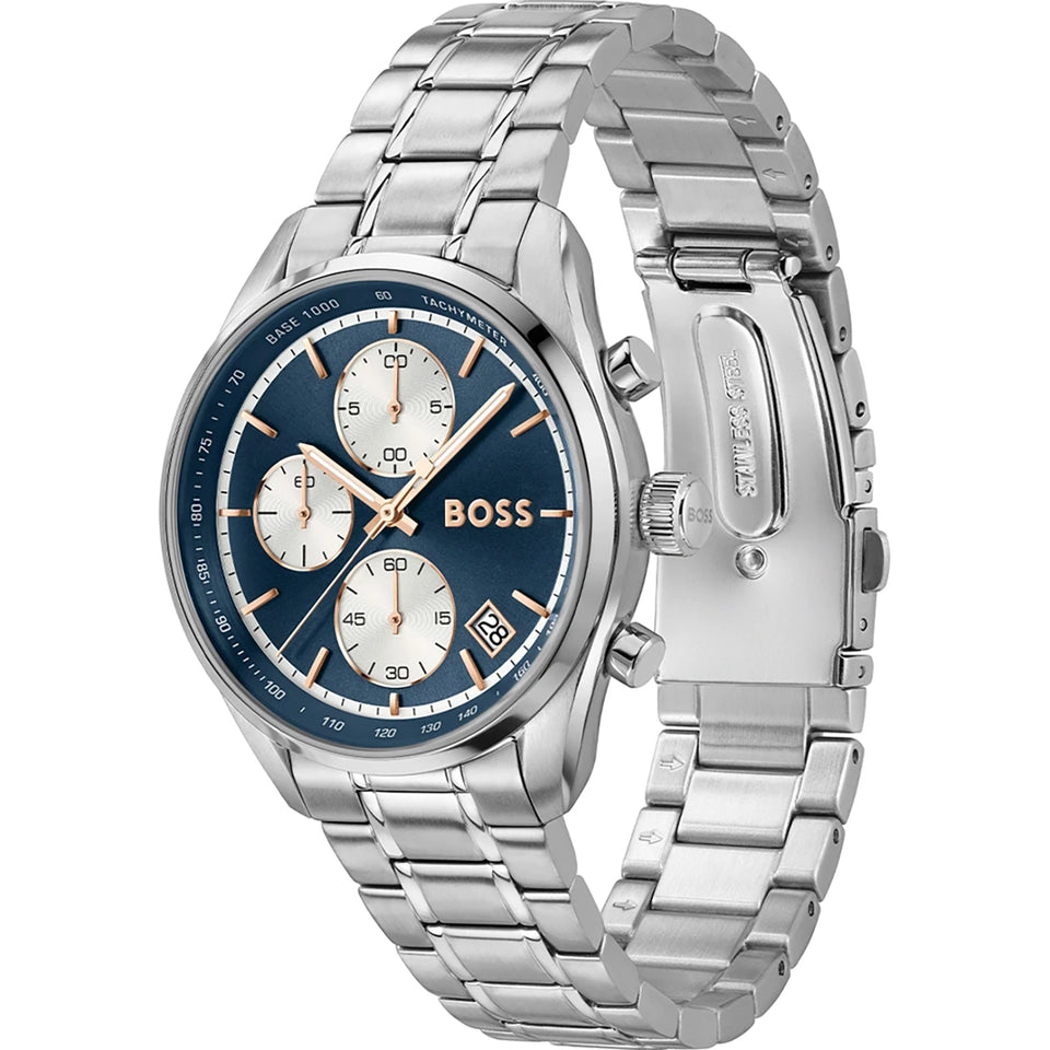 BOSS Men's Grand Prix Touring Blue Dial Bracelet Watch