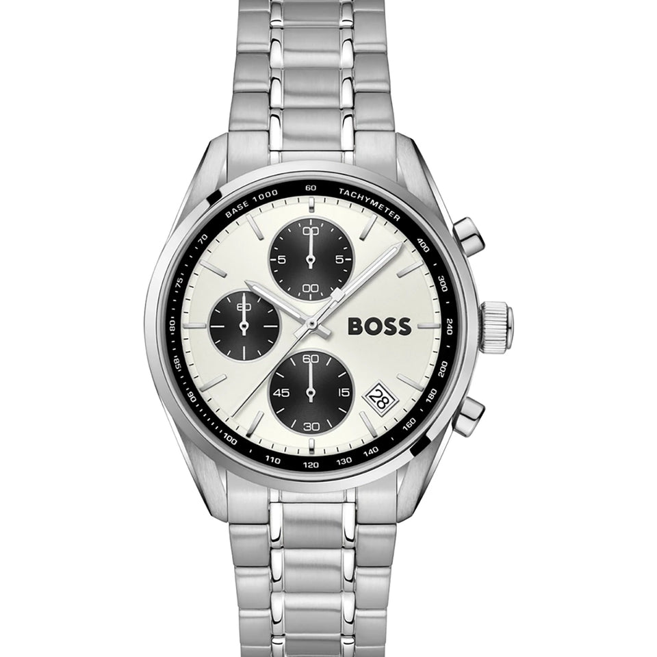 BOSS Men's Grand Prix Touring Silver Dial Bracelet Watch