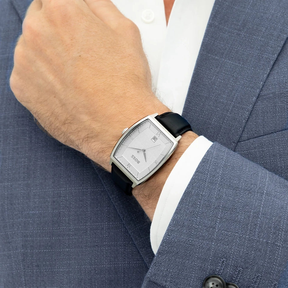 BOSS Men's Principle Ark Black Leather Strap Watch