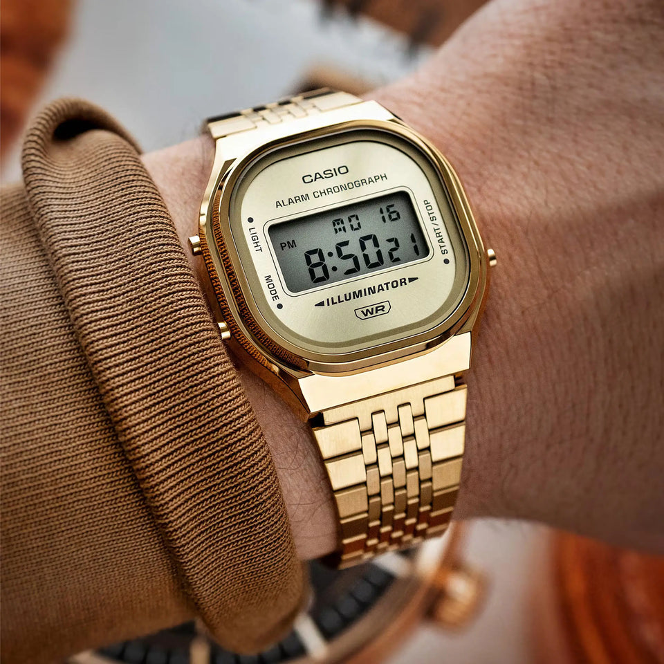 Casio Vintage Illuminator Retro Gold Dial Watch