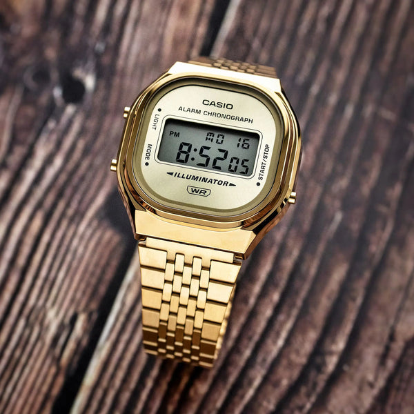 Casio Vintage Illuminator Retro Gold Dial Watch