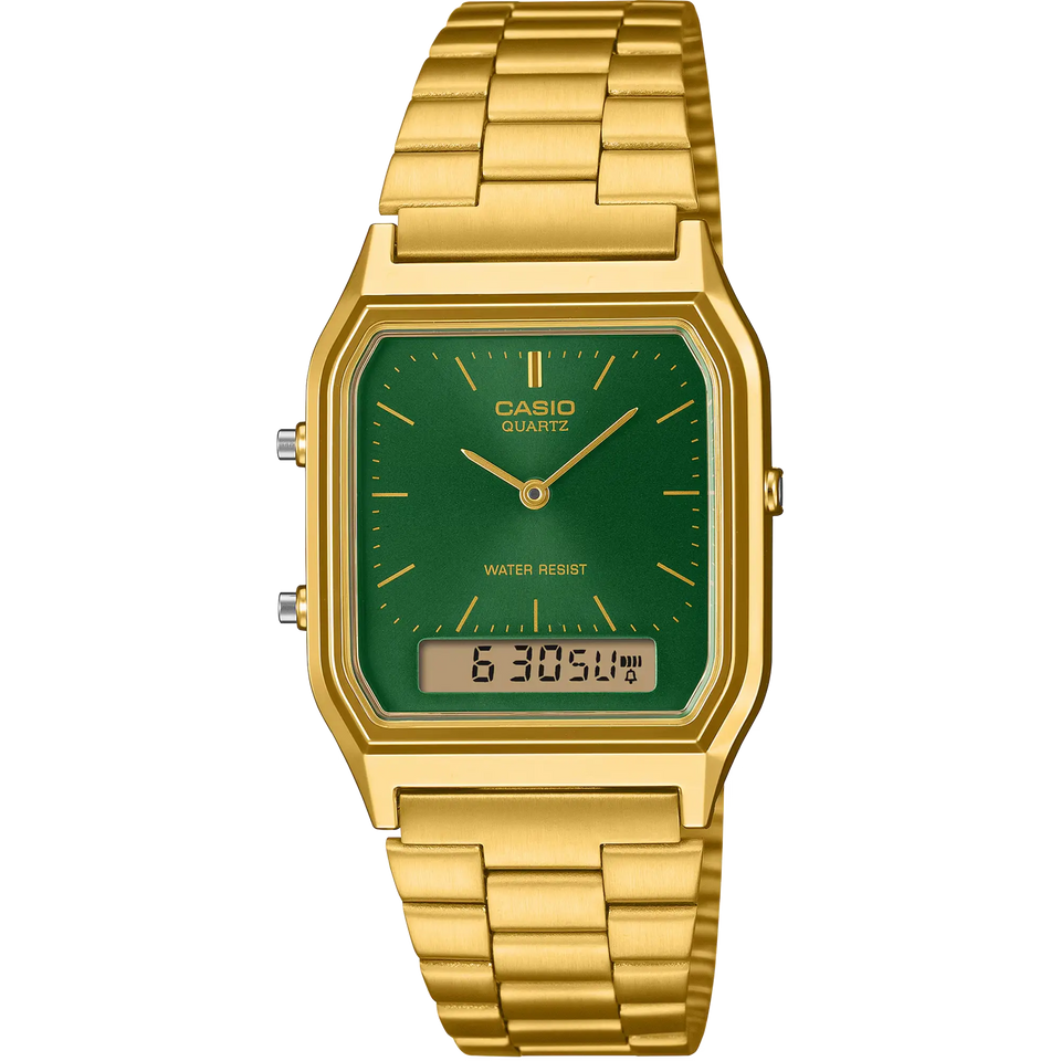 Casio Vintage Retro 30mm Square Green Dial Watch