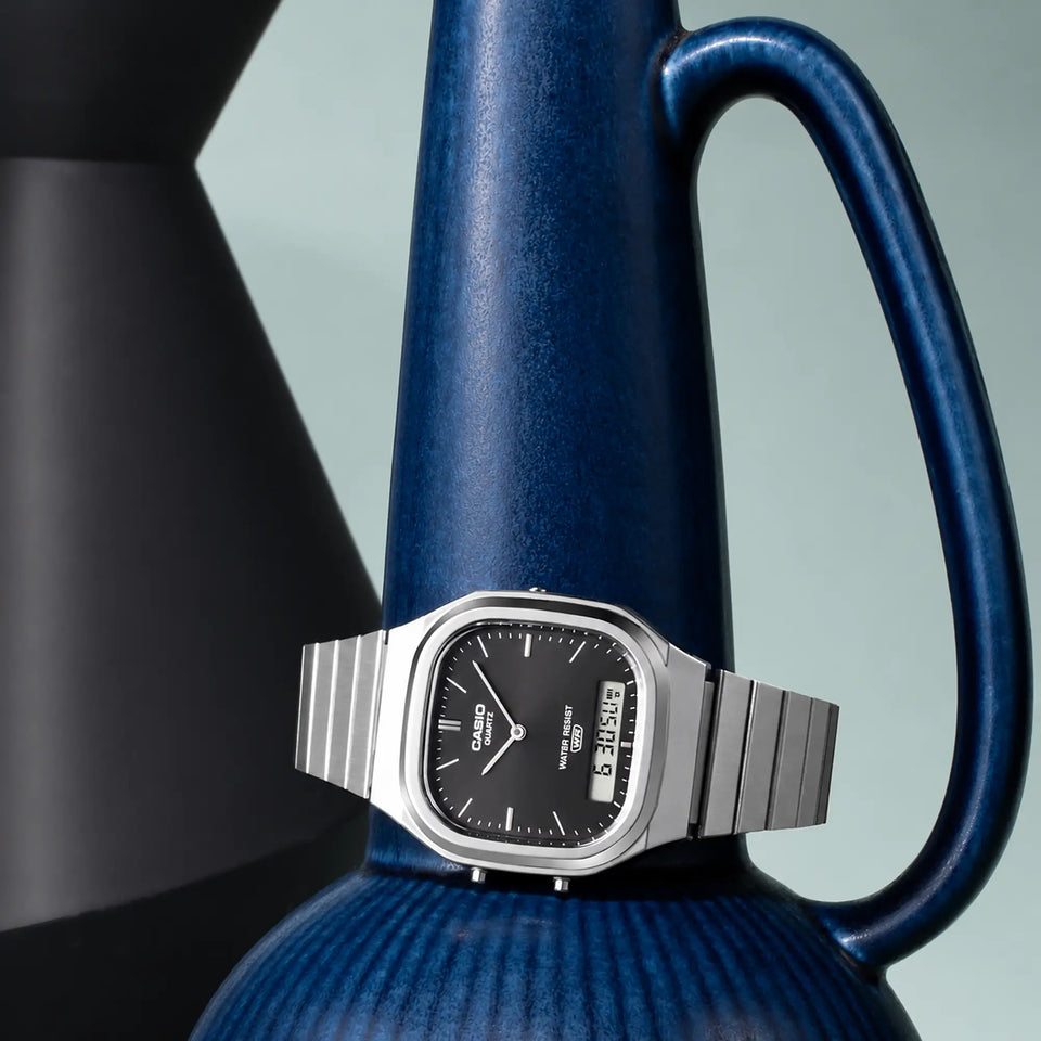 Casio Vintage Retro 30mm Square Black Dial Watch