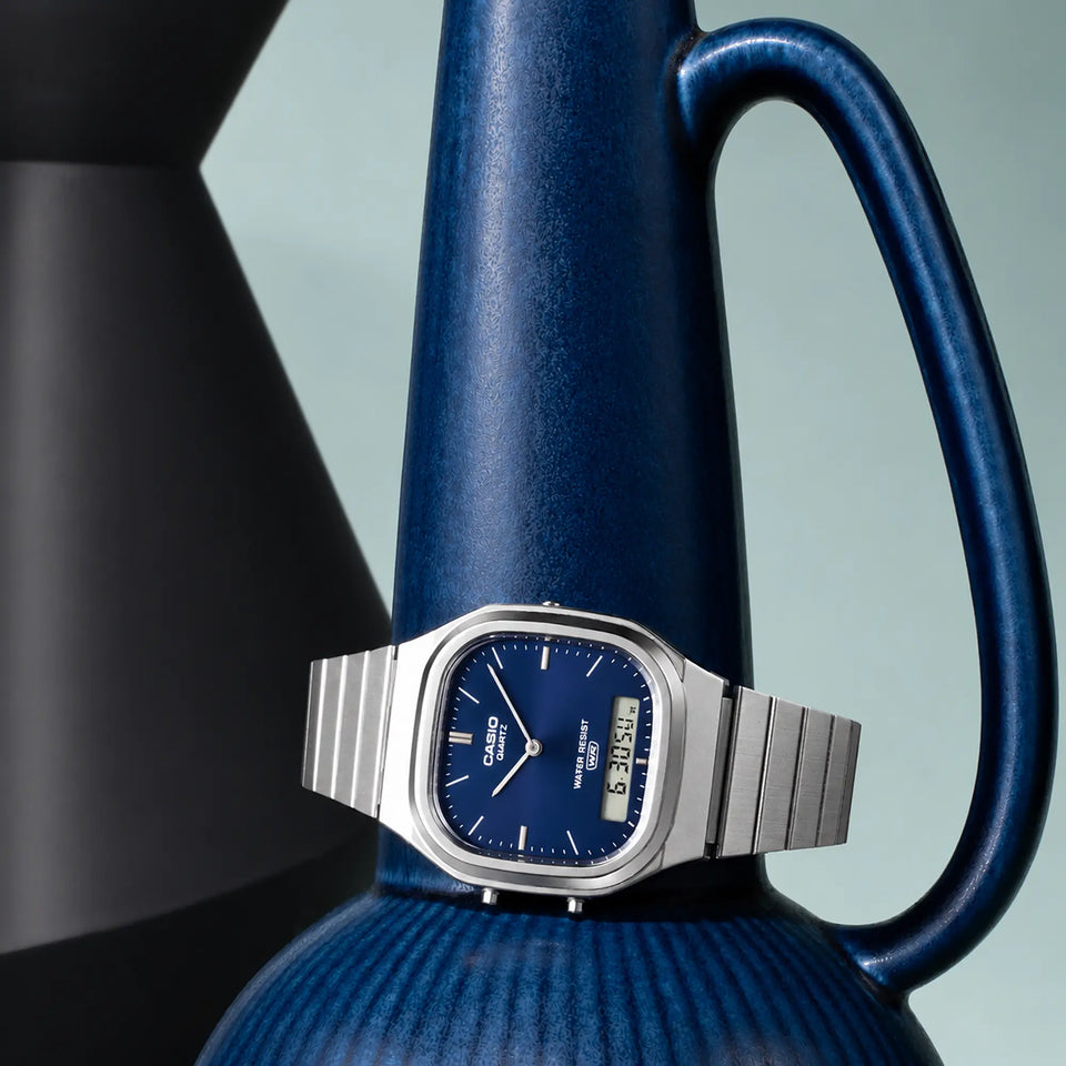 Casio Vintage Retro 30mm Square Blue Dial Watch