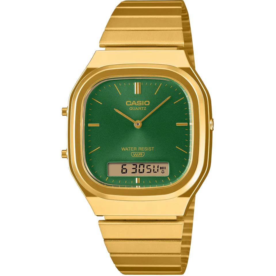 Casio Vintage Casio Vintage Retro Square Green Dial 30mm Watch AQ-240EG-3AEF