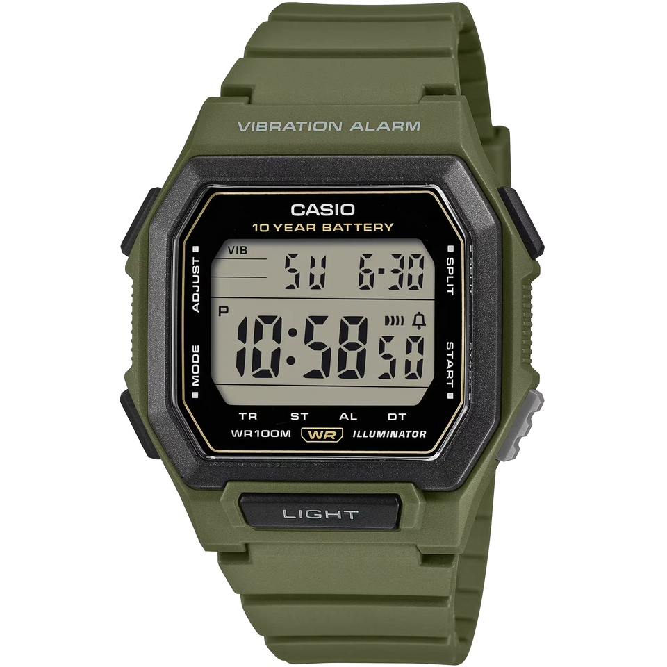 Casio Green Strap Easy Read 43mm Digital Alarm Watch