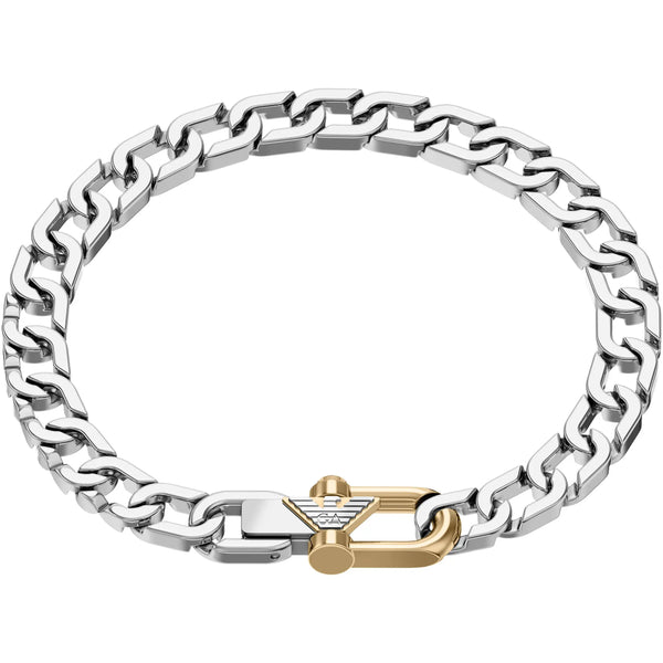 Emporio Armani Men's Eagle Logo Two Tone Stainless Steel Chain Bracelet