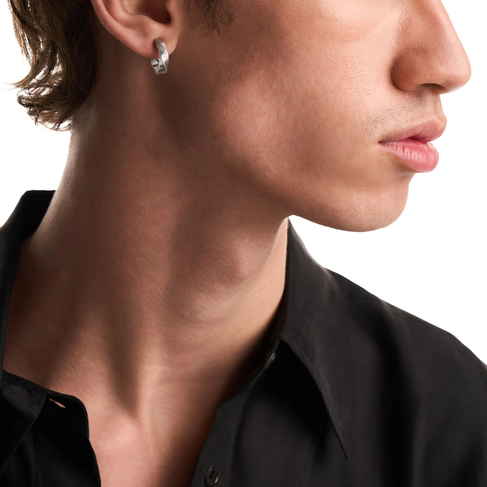 Emporio Armani Men's Iconic Trend Twist Hoop Earrings
