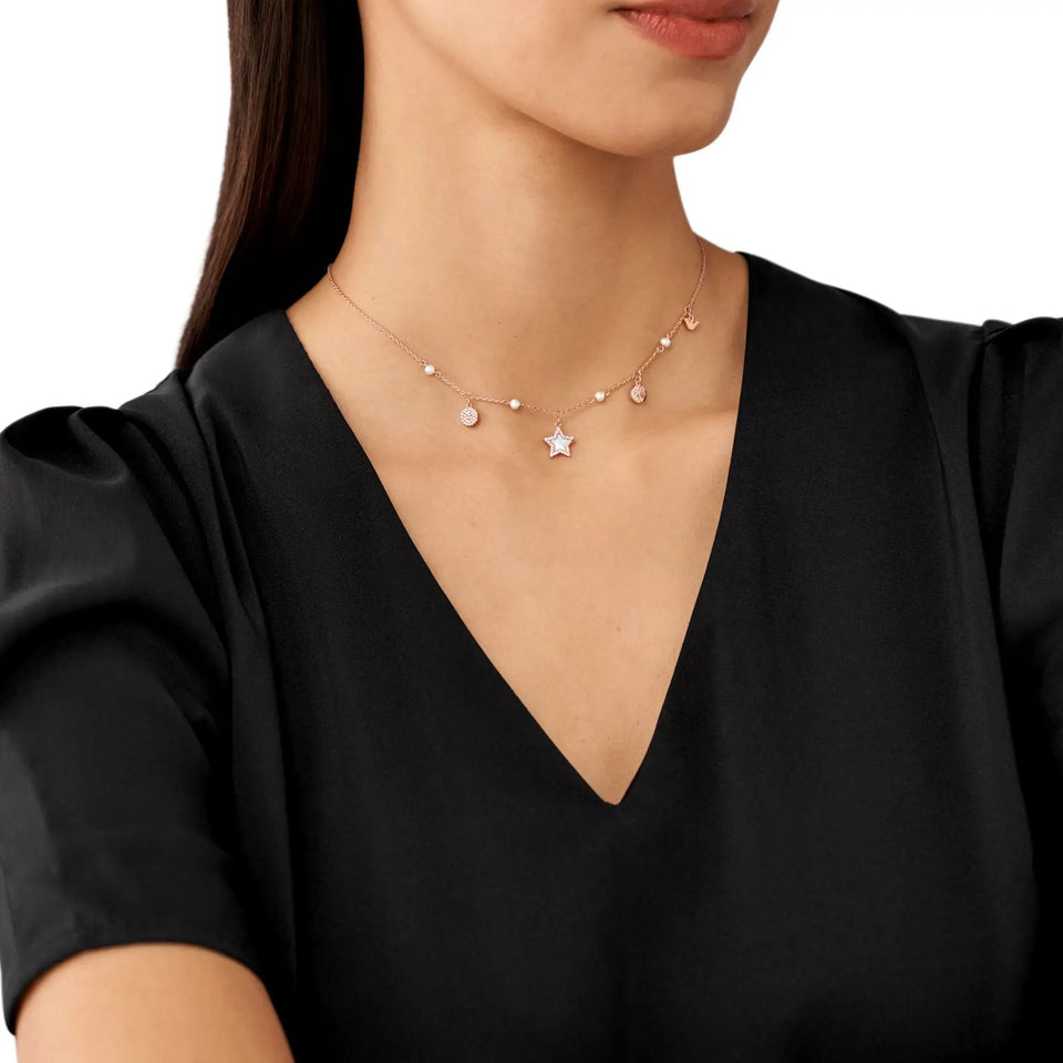 Emporio Armani Ladies Sentimental Rose Gold Charm Necklace