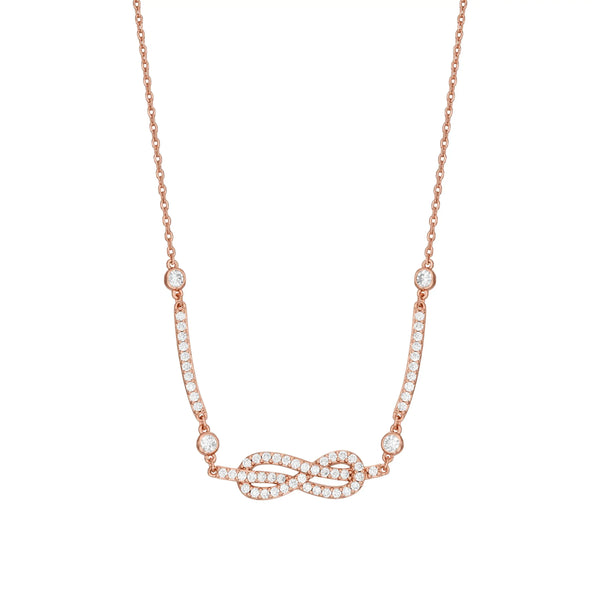 Emporio Armani Ladies Infinite Love Stone Set Rose Gold Tone Necklace