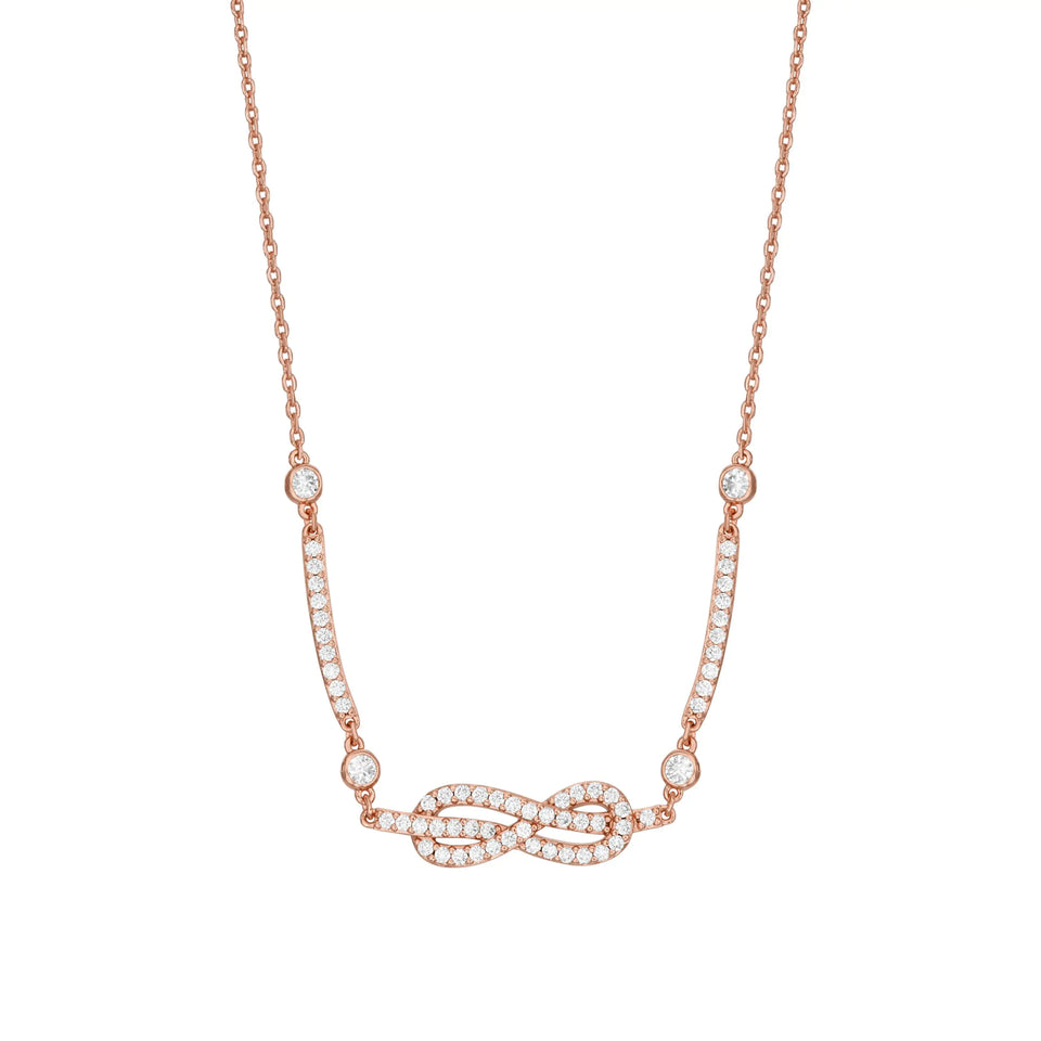 Emporio Armani Ladies Infinite Love Stone Set Rose Gold Tone Necklace