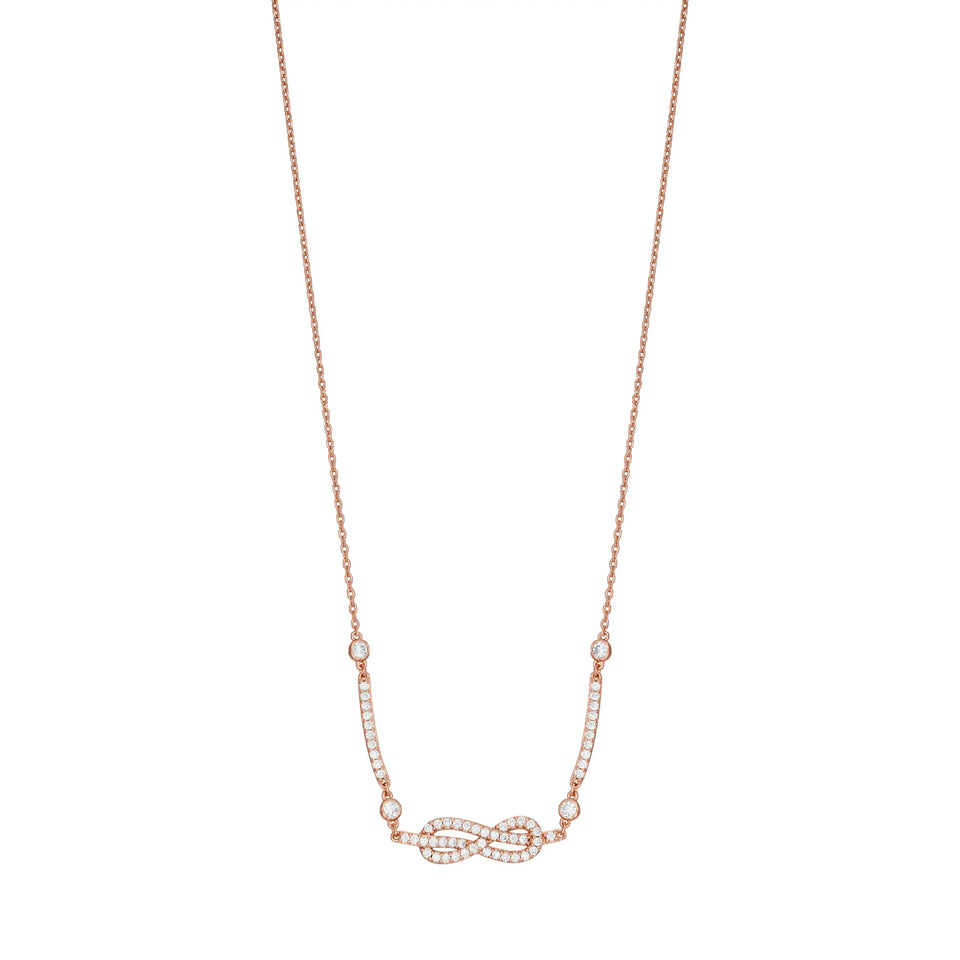 Emporio Armani Ladies Infinite Love Stone Set Rose Gold Tone Necklace