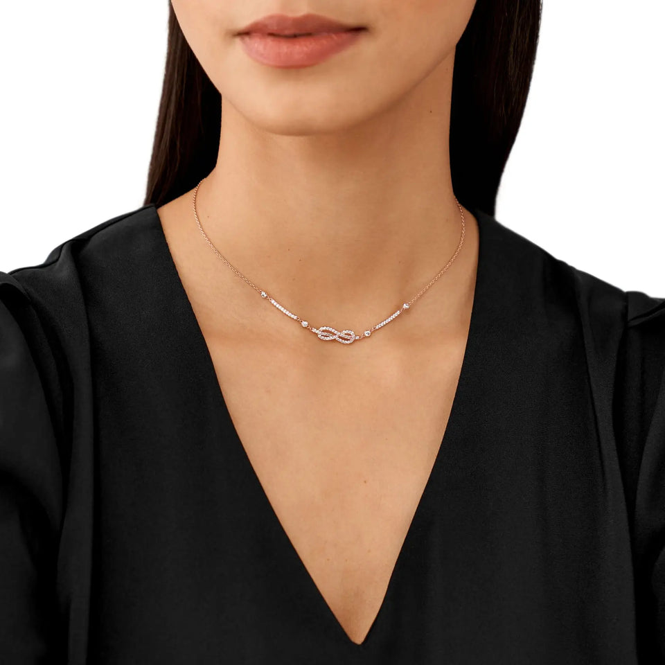 Emporio Armani Ladies Infinite Love Stone Set Rose Gold Tone Necklace