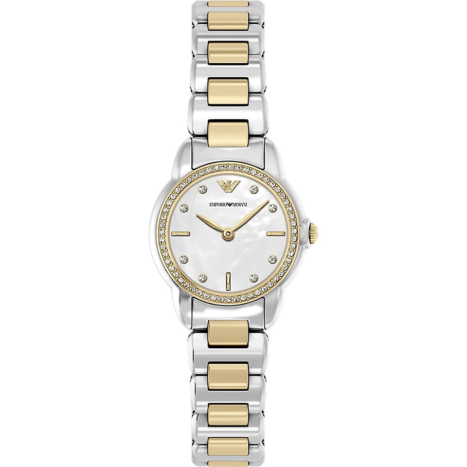 Emporio Armani Ladies Mia Mother Of Pearl Two Tone Bracelet