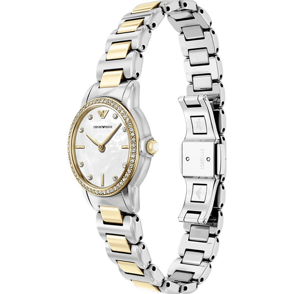 Emporio Armani Ladies Mia Mother Of Pearl Two Tone Bracelet
