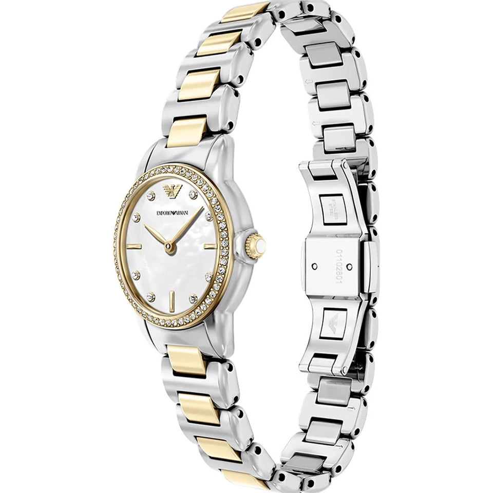 Emporio Armani Ladies Mia Mother Of Pearl Two Tone Bracelet