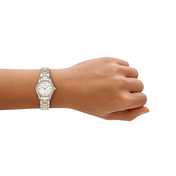 Emporio Armani Ladies Mia Mother Of Pearl Two Tone Bracelet