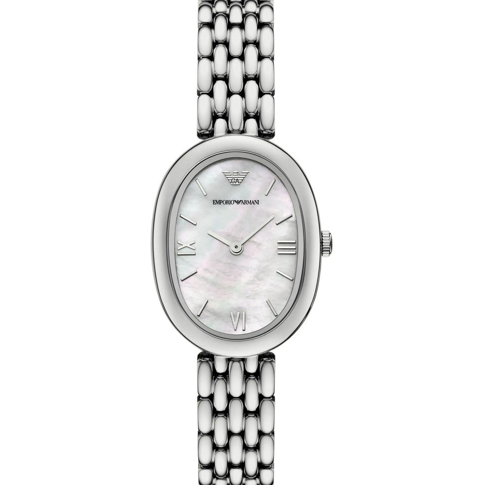 Emporio Armani Ladies Sinfonia Mother Of Pearl Oval Dial Bracelet Watch