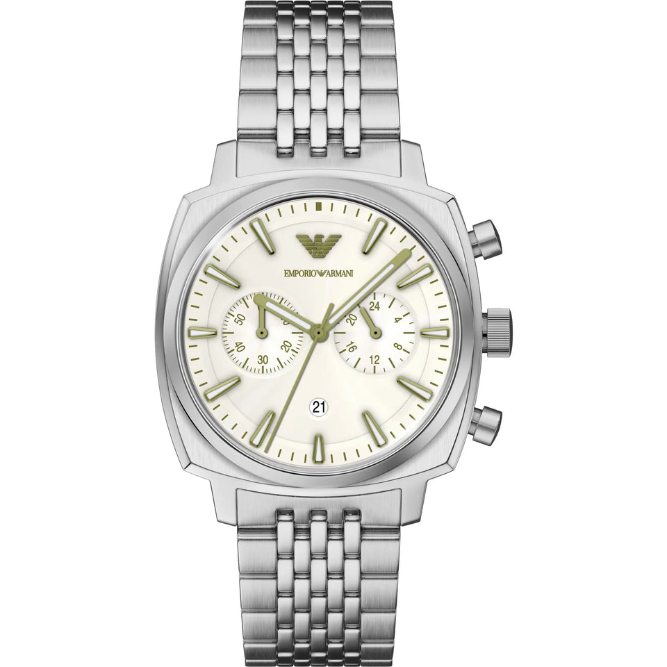 Emporio Armani Men's Carlo Cream Dial Chronograph Bracelet Watch