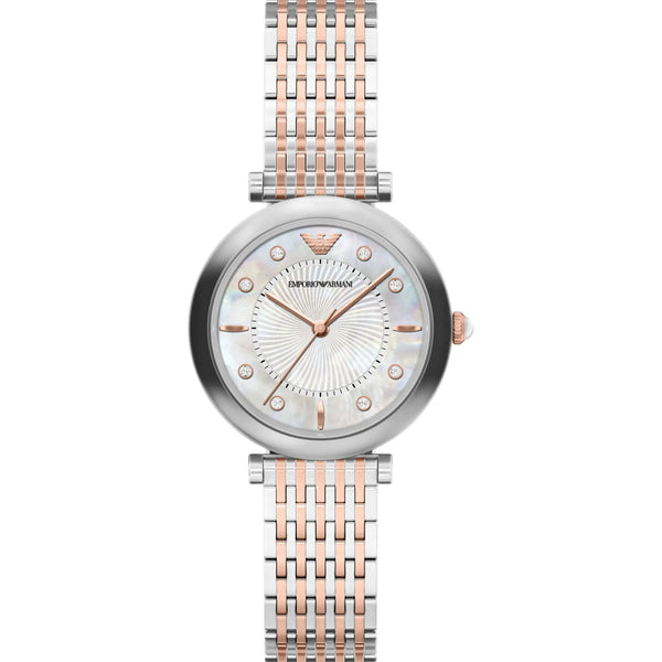 Emporio Armani Ladies Archelia Mother Of Pearl Two Tone Bracelet Watch