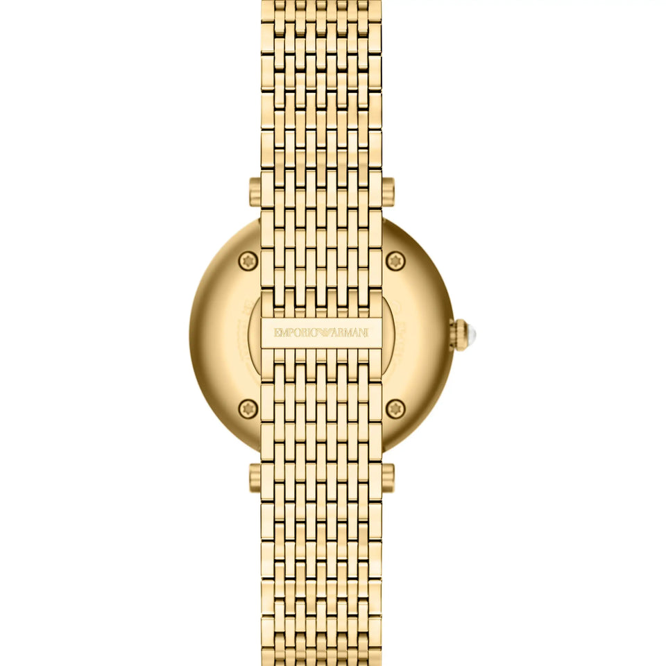 Emporio Armani Ladies Archelia Brown Dial Gold PVD Bracelet Watch