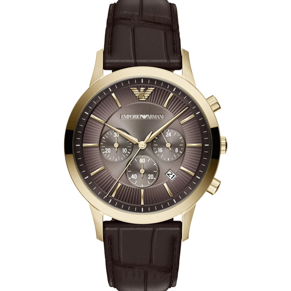 Emporio Armani Men's Archetipo Brown Dial Leather Strap Watch