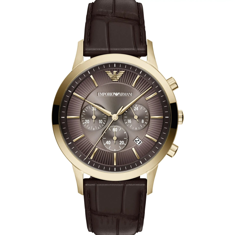 Emporio Armani Men's Archetipo Brown Dial Leather Strap Watch